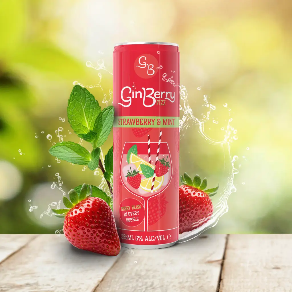 Branding and packaging design for Ginberry Fizz